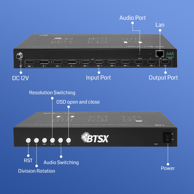 RS232 Control Options 8 HDMI Input Multi-Screen Display Controller for Effortless Video Switching and User-Friendly Design