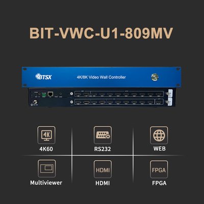 Bitvisus 4K60 8 in 9 Out Video Wall Controller Rs232 HDMI/DP Network Web Control 2x2 Video Wall Matrix Controller