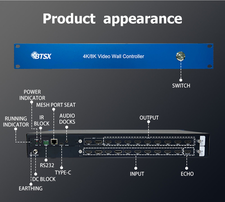 4K60 Seamless Switching Video Wall Controller 8-in 9 -out TV Display Controller  HDMI Loopback Multi-view Video Controller