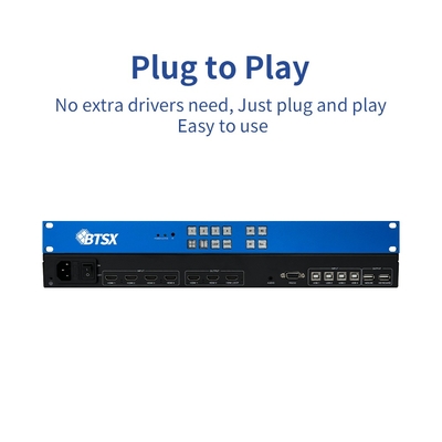 Bitvisus 4x3 4K60 HDMI Conference Monitoring Solution 4 in 3 Out Black Multi-Viewer Screen Switch Adapter