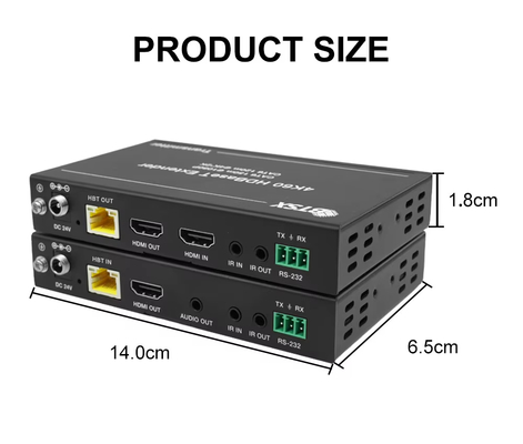 4K60 150m HDBaseT Extender Support One Loop Out Audio Extraction HDMI Extender IR/RS-232/CEC Control Cat6 HDMI Extender