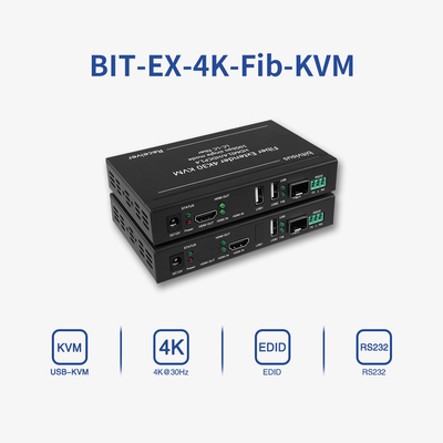 Bitvisus 4k60 Industrial Single Mode 20km LC to LC KVM Transmitter Receiver HDMI Fiber Extender